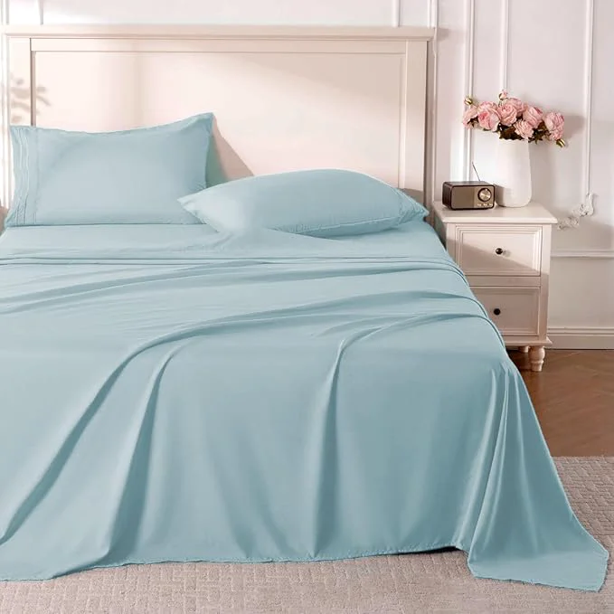 Innovative ROSE RISY White Full Sheet Set 4 Pieces Soft Bedding Full Sheet Set Relaxed