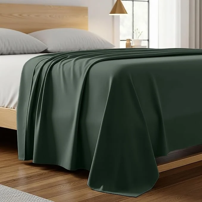 Green Mellanni Queen Size Flat Sheet Premium Material
