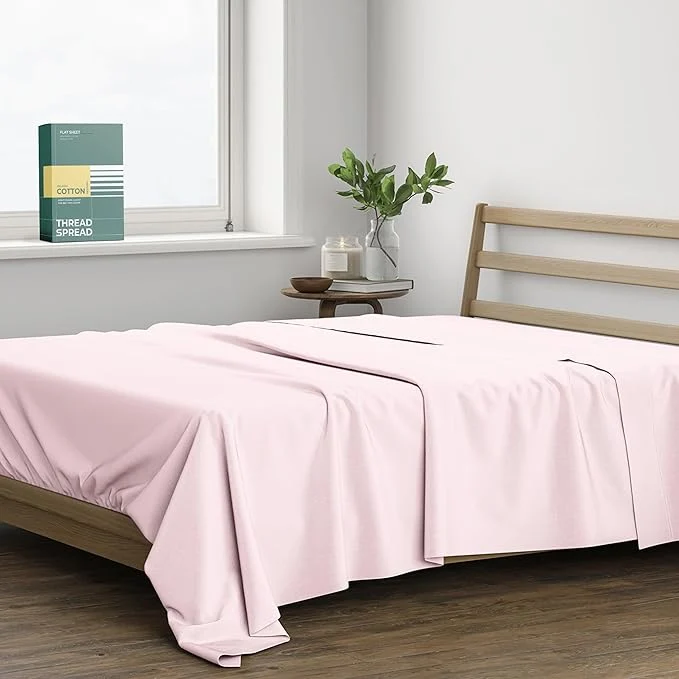 Luxury THREAD SPREAD Organic Cotton Percale Flat Sheet California King Size First-Class