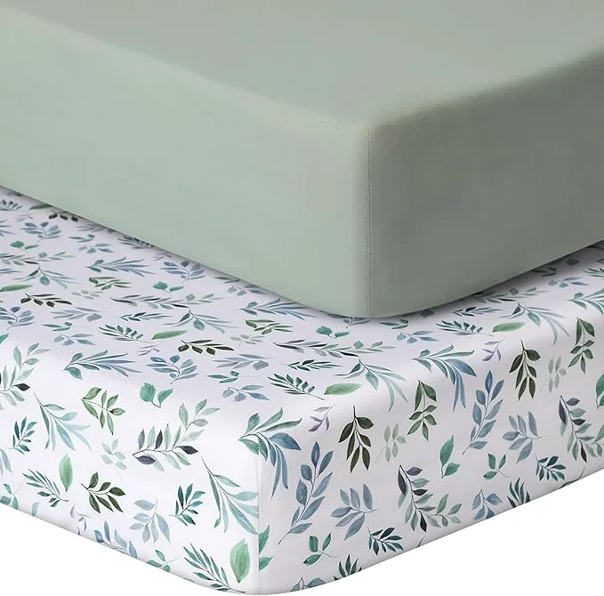 Natural GUNTAIL Baby Crib Sheets for Boys Girls 2 Pack Fitted Crib Sheet for Standard Exceptional