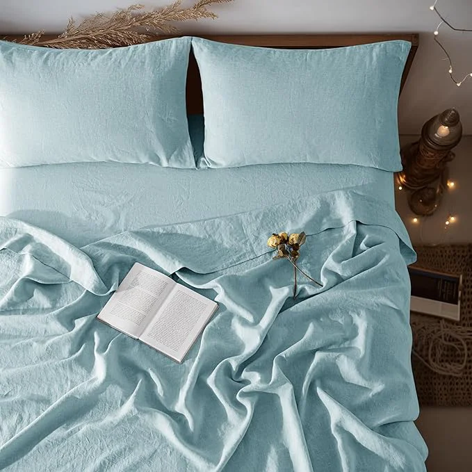 Outstanding LBRO2M Pure Linen Sheet Set Deep Pocket Up to 16 Bed Sheets Sets Exclusive