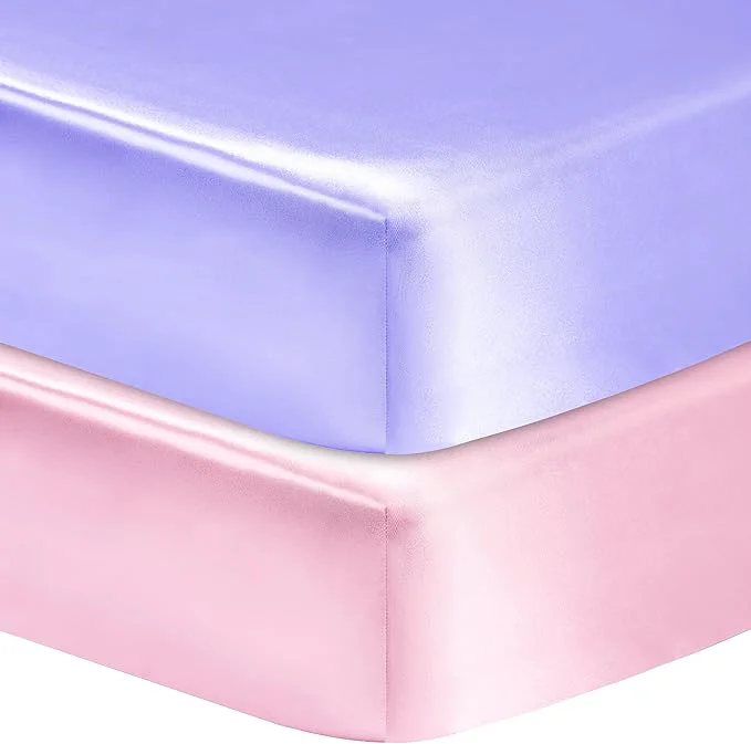 Fine Crafted GUNTAIL 2 Pack Satin Soft Crib Sheet High-Performance