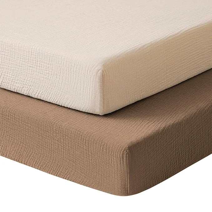 Stylish Konssy Muslin Mini Crib Sheets Soft Cotton Pack and Play Sheets Exceptional