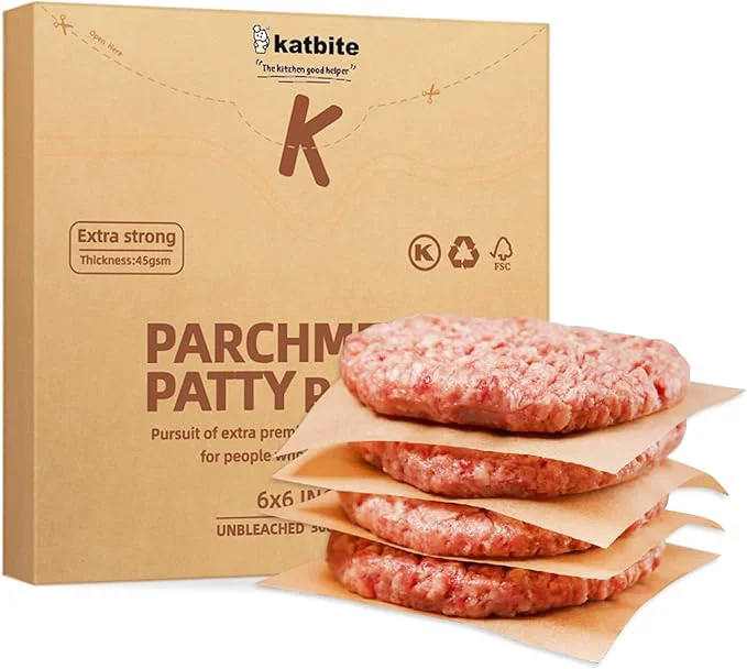 Easy-to-Use Katbite 300Pcs 6×6 Inches Patty Paper Burger Patty Paper Unbleached Parchment Convenient
