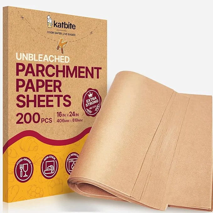 Enhanced Katbite Parchment Paper Sheets Heavy Duty 16×24 Inches 200 PCS Precut Baking Functional