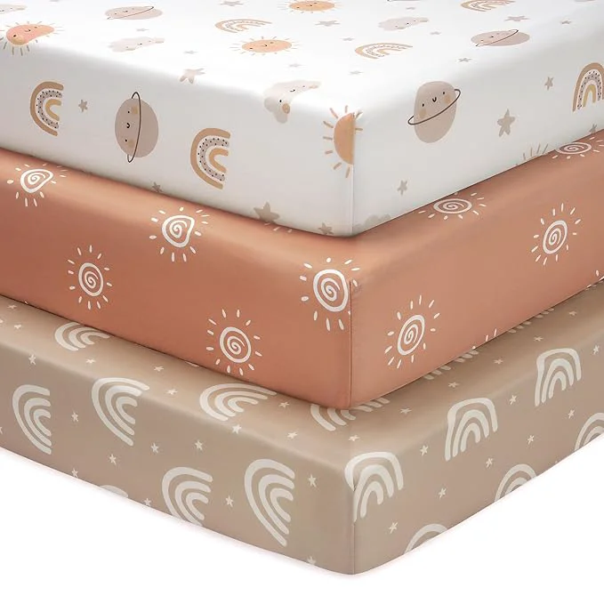 Pure Baby Mini Crib Sheets Boy Portable 38 x26 Pack and Play Sheets Fitted User-Friendly