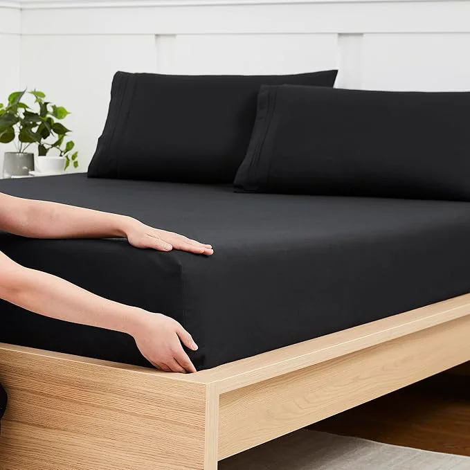 Soft Twin XL Fitted Sheet Only with Full Elastic Built in Corner Sheet Straps to Contemporary