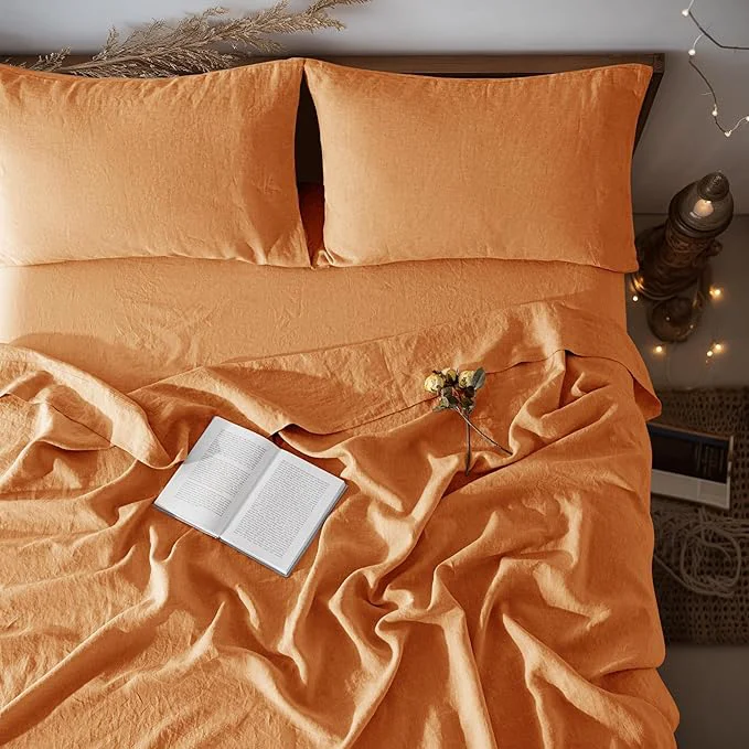 Selected LBRO2M Pure Linen Sheet Set Deep Pocket Up to 16 Bed Sheets Sets Minimalist