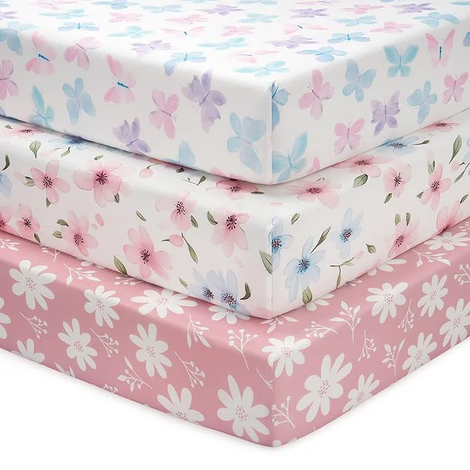 Relaxed Baby Mini Crib Sheets Girl Portable 38 x26 Pack and Play Sheets Fitted Recyclable