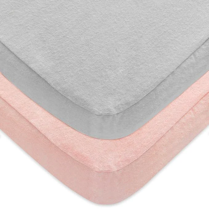 Premium Pack and Play Sheets 2 Pack Cotton Flannel Fitted Portable Mini Crib Crafted