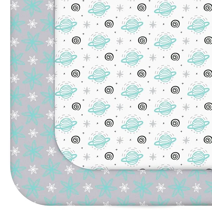 Classic Pack and Play Sheets 2 Pack Mini Crib Sheets Stretchy Playard Fitted Sheet Contemporary