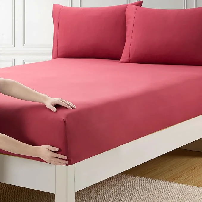 Modern Twin Fitted Sheet Only with Full Elastic Built in Corner Sheet Straps to High-Performance