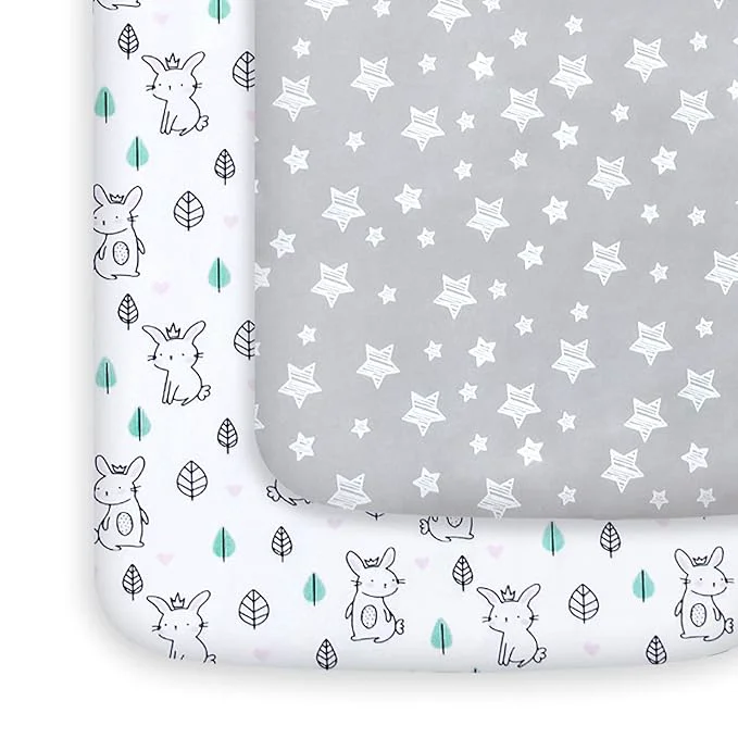 Fine Pack and Play Sheets 2 Pack Mini Crib Sheets Stretchy Playard Fitted Sheet Genuine