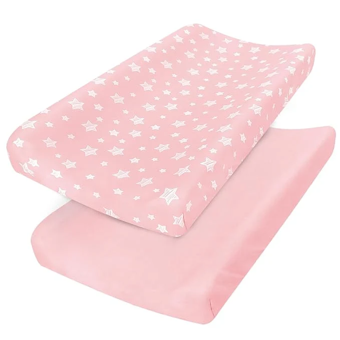 Artisan Changing Pad Cover for Girls 2 Pack Lovely Print Soft Diaper Change Table Natural
