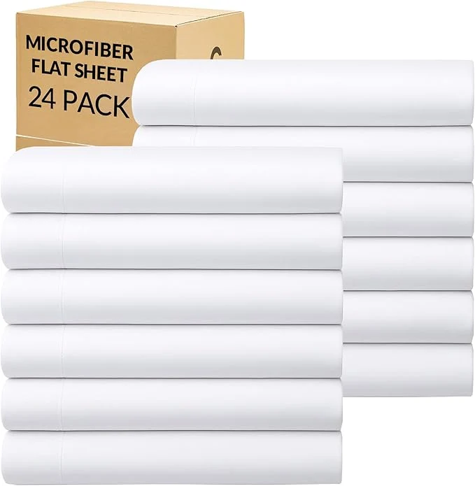 Reliable GOLD TEXTILES Full Flat Sheet 24 Pack – Brushed Microfiber Top Sheets Authentic