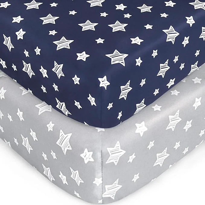 Convenient Crib Sheets for Boys or Girls 2 Pack Fitted Crib Sheet for Standard Size Crib Stylish