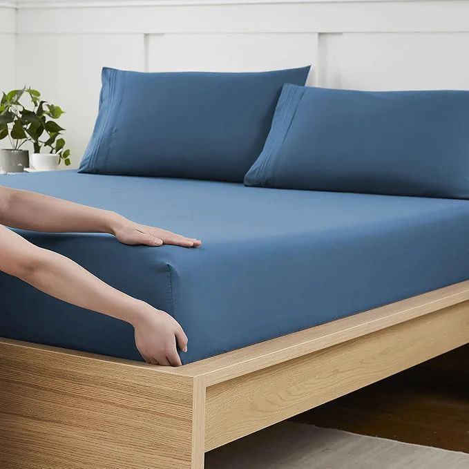 Long-Lasting Twin XL Fitted Sheet Only with Full Elastic Built in Corner Sheet Straps to Breathable
