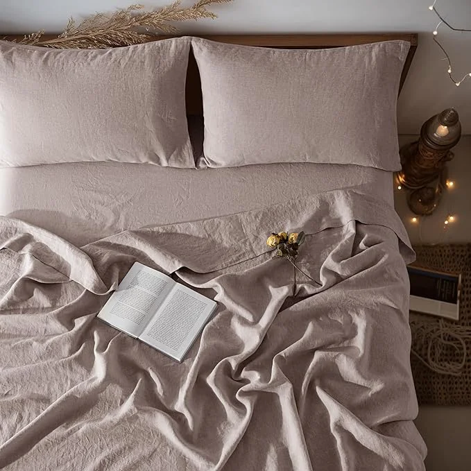 Genuine LBRO2M Pure Linen Sheet Set Deep Pocket Up to 16 Bed Sheets Sets Unique