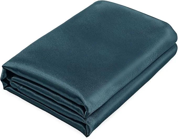 Traditional Homiest Deep Sea Blue Satin Queen Bedding Set Luxury Ultra Soft Top Flat