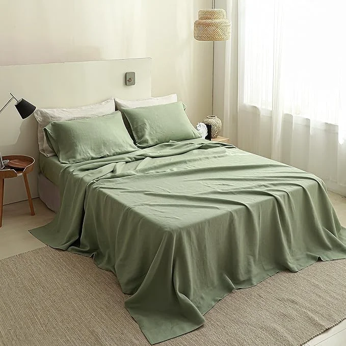 Official Simple Opulence French Linen Flat Sheet Natural Flax Bedding Sheet Flexible