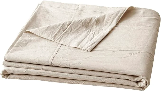 Outstanding OUCH Flat Sheet Only Washed Cotton Linen Feel Wrinkle- Organic