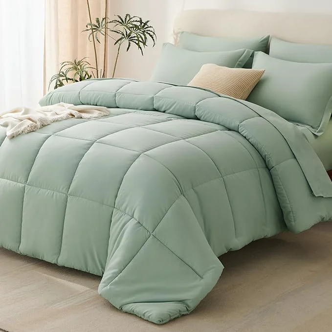 Verified CozyLux King Size Comforter Set Sage Green Artisan