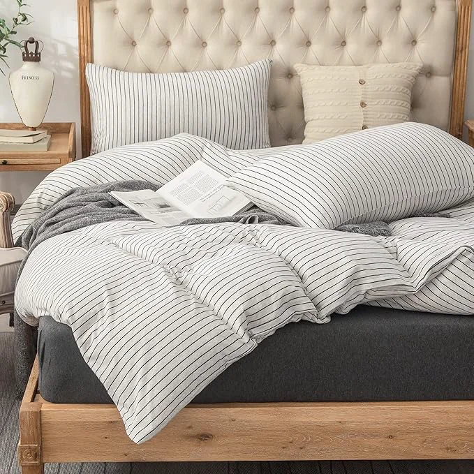 Luxury PURE ERA Jersey Knit Duvet Cover Set T-Shirt Heather Cotton Super Soft Prestigious