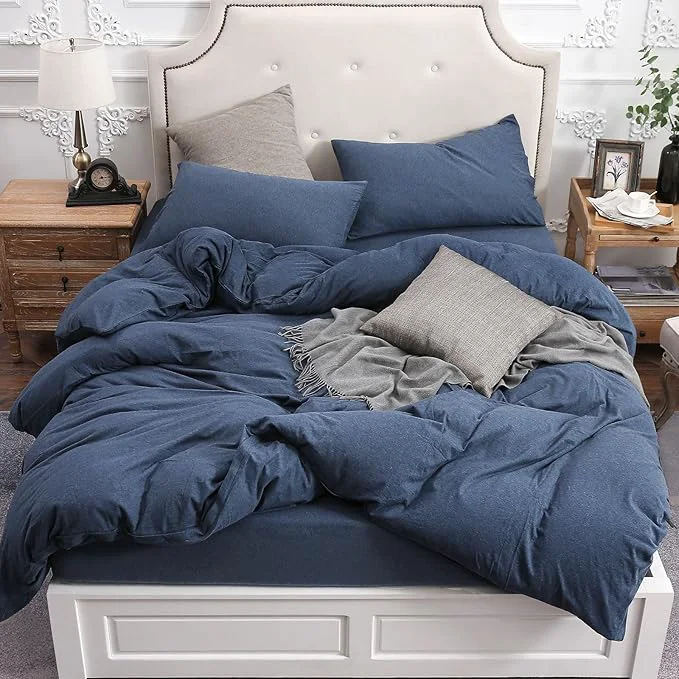 World-Class PURE ERA Jersey Knit Duvet Cover Set T-Shirt Cotton Super Soft Comfy 3pc Elite