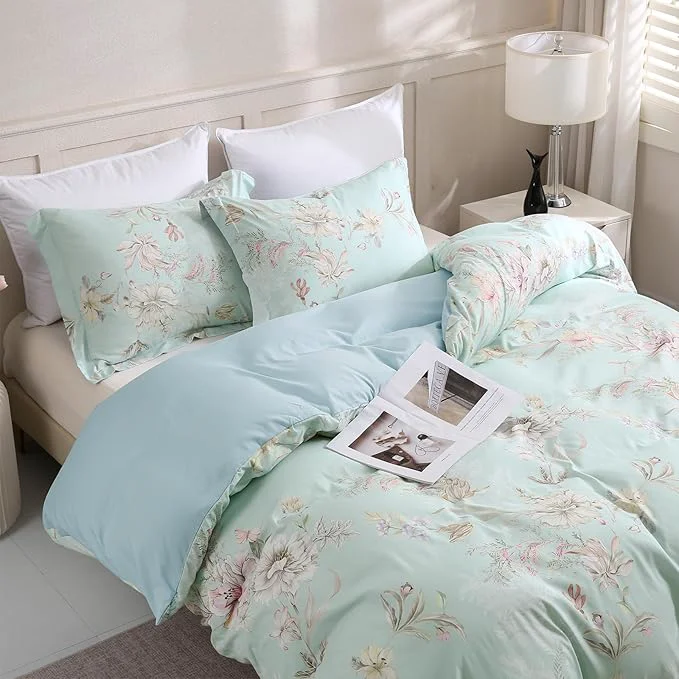 Eco-Friendly LONAVA Queen Flower 3 Pcs Duvet Cover Set Breathable Soft Microfiber Light Exceptional