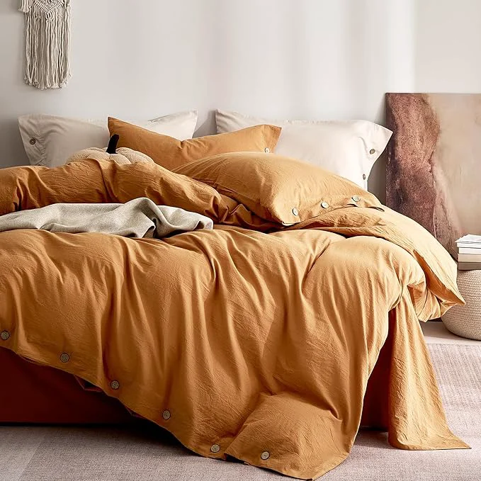 Optimized JELLYMONI Washed Cotton Duvet Cover Full – Soft Breathable Linen-Look First-Class