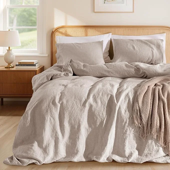 Crafted LBRO2M France Linen Duvet Cover Set Full Size 3 Pcs Flax Comforter Cover Professional
