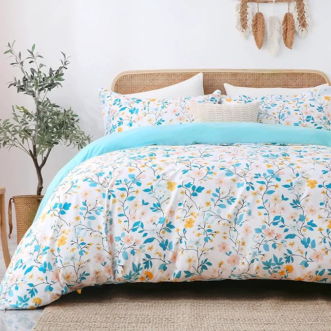 Professional LONAVA King Botaincal 3 Pcs Duvet Cover Set Breathable Soft Microfiber Sky Natural