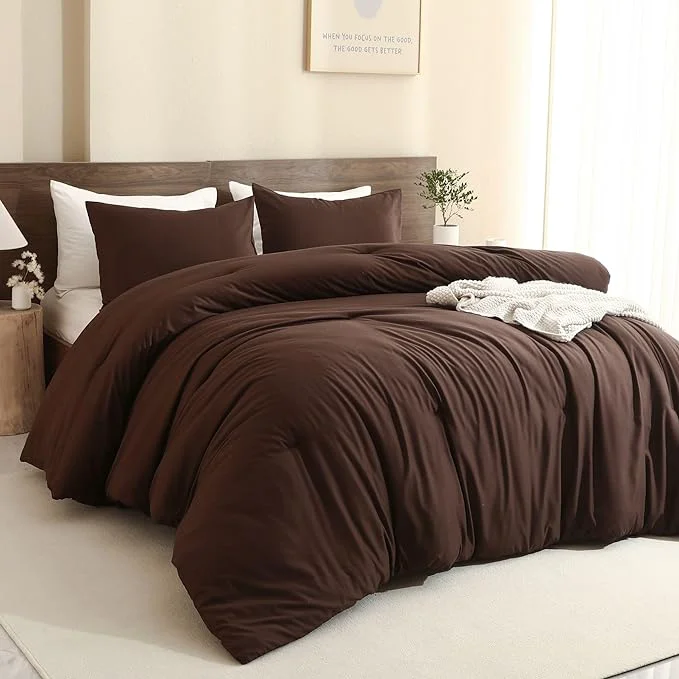 Sophisticated Paxrac Earthy Brown Comforter King Size Neutral 3 Pieces Comforter Set Easy-to-Use