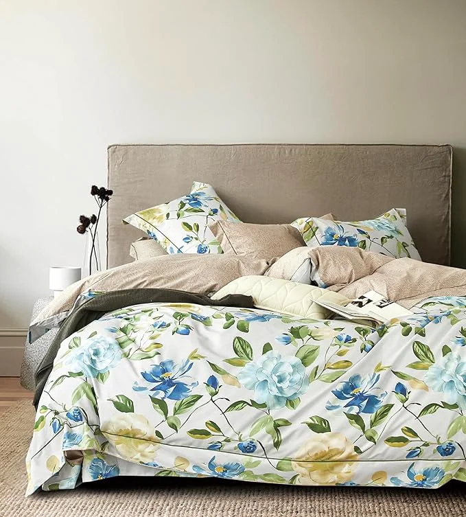 World-Class SLEEPBELLA Duvet Cover King 600 Thread Count Cotton 3pcs Bedding Set Blue Sustainable