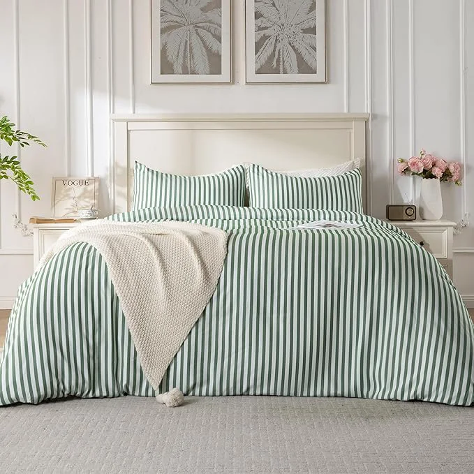 Reliable ROSE RISY Green Queen Duvet Cover Set 3 Pieces Soft Bedding Queen Set Minimalist
