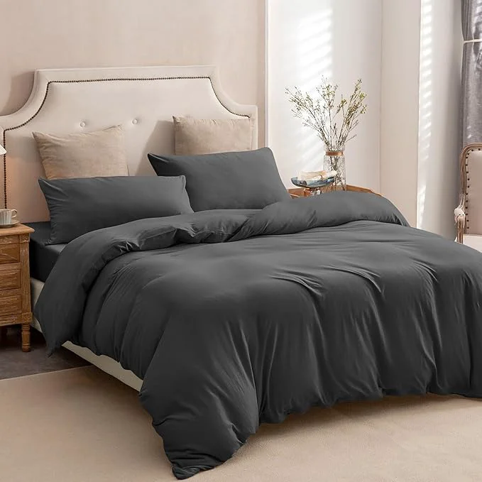 Relaxed PURE ERA Jersey Knit Duvet Cover Set T-Shirt Cotton Super Soft Comfy 3pc Clean