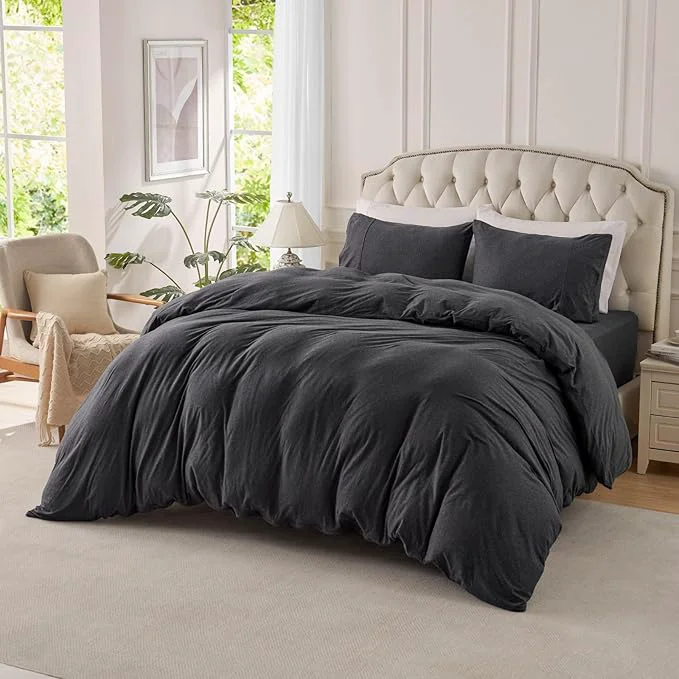 Organic PURE ERA Jersey Knit Duvet Cover Set T-Shirt Cotton Super Soft Comfy 2pc Flexible