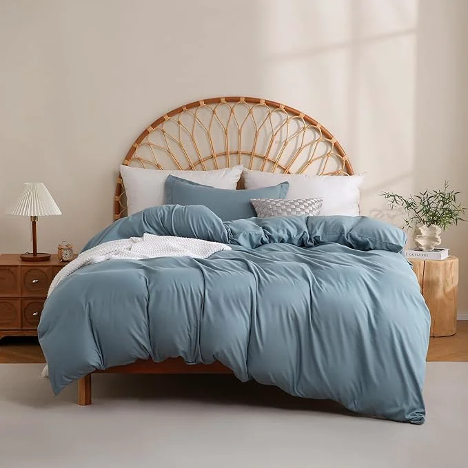 Specialty JSD Dusty Blue Duvet Cover Set Twin Size 2 Piece Microfiber Kids Duvet Cover High-End