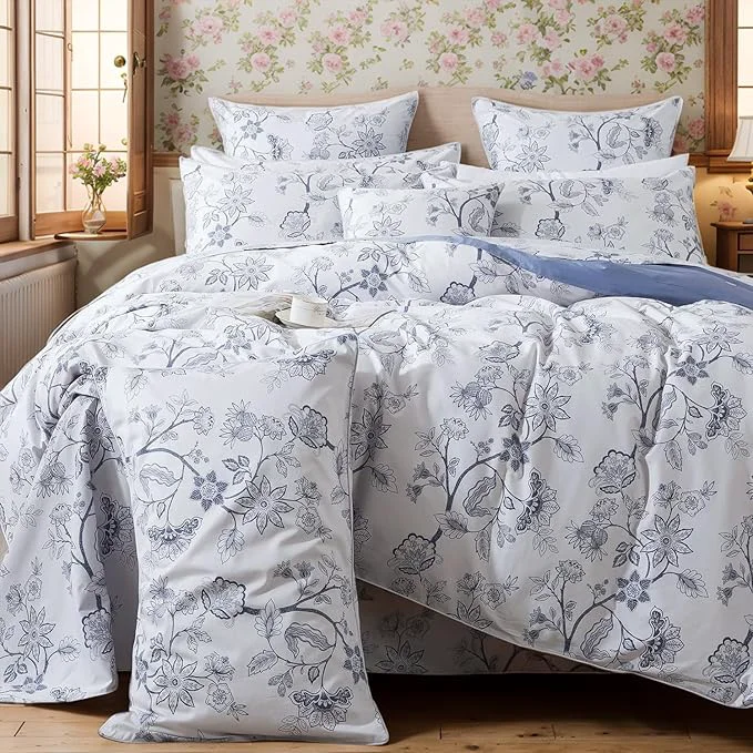 Artisan FADFAY Duvet Cover Set Full Floral Bedding Percale Cotton 600 TC Classical Long-Lasting