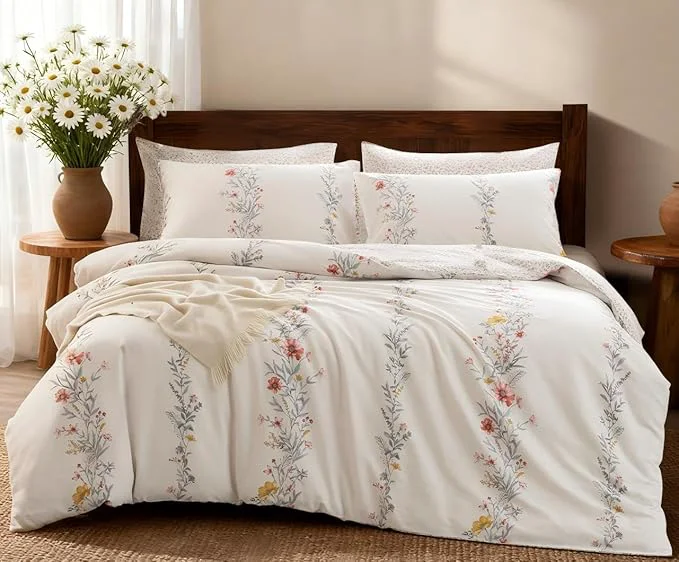 Classic SLEEPBELLA Duvet Cover Set 600 Thread Count Cotton Red Yellow Floral Pattern Organic