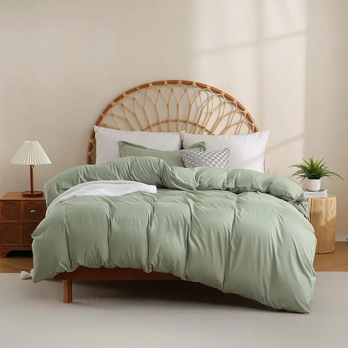 Artisan JSD Sage Green Duvet Cover Set Twin Size 2 Piece Microfiber Kids Duvet Cover Minimalist