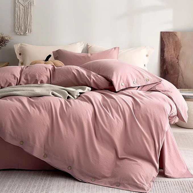 Powerful JELLYMONI Washed Cotton Duvet Cover Queen – Soft Breathable Linen-Look Fast
