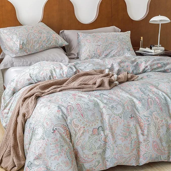 Advanced SUSYBAO Flower Paisley Duvet Cover Queen Cotton 3 Pcs Set 1 Vintage Original
