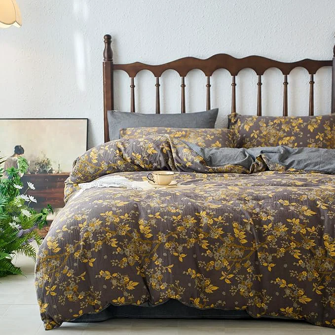 Detailed mixinni Vintage Floral Duvet Cover King Set Superior