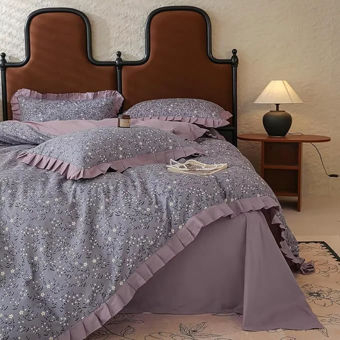 Fashionable MKXI Cotton Floral Duvet Cover Set Sophisticated