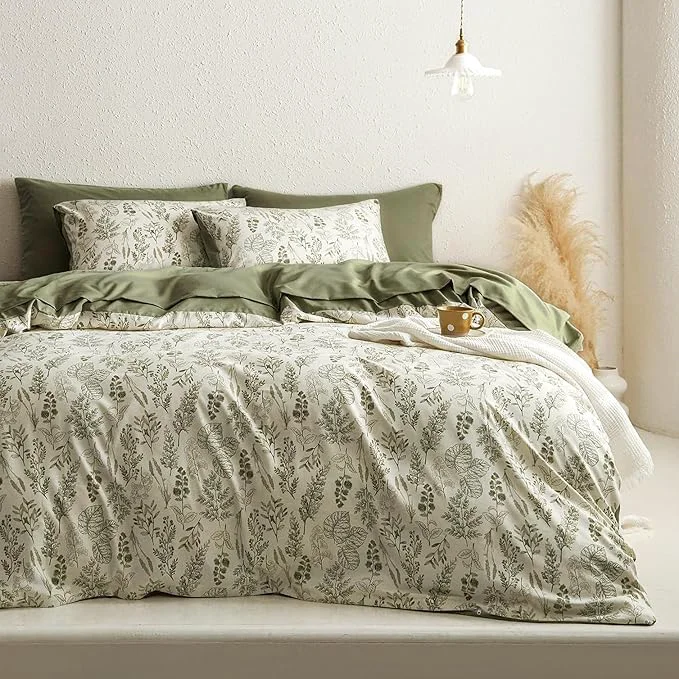 Authentic BOLINLIVING Floral Duvet Cover Queen Size Breathable Soft Microfiber Bedding Reliable