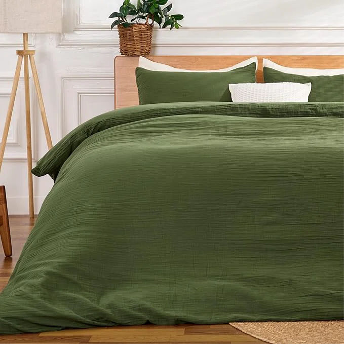 First-Class Green Duvet Cover King Sandwashed Cotton Soft King Size Duvet Cover Set 3 Authentic