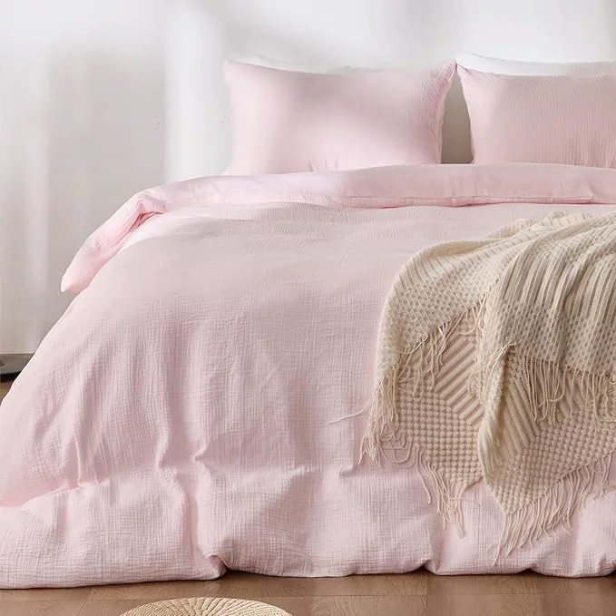 Quality Pink Duvet Cover Queen Size Sandwashed Cotton Soft Queen Duvet Cover Set Trusted