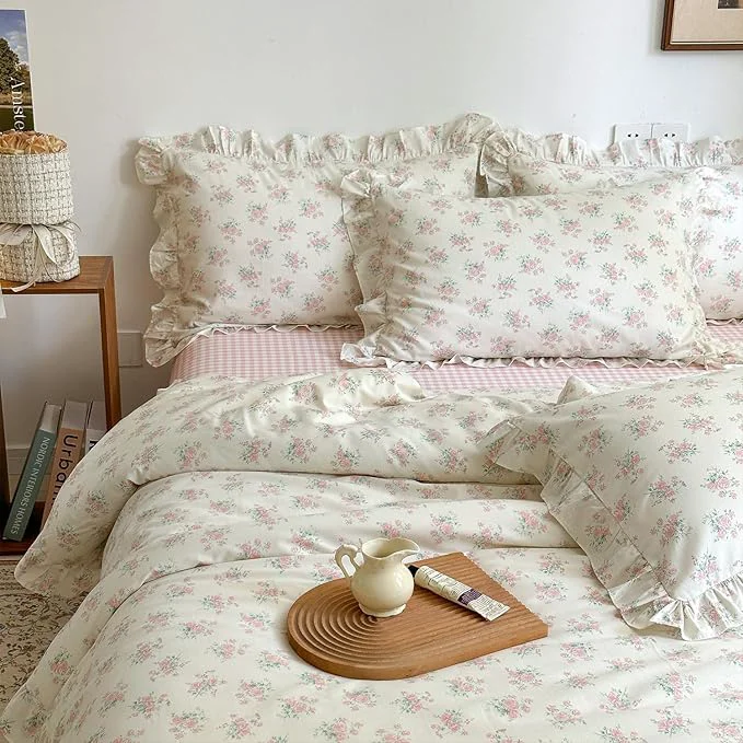 Innovative mixinni Pink Floral Duvet Cover Set King Size User-Friendly