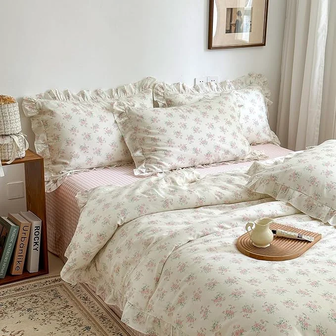 Effective mixinni Pink Floral Duvet Cover Set Queen Size Professional